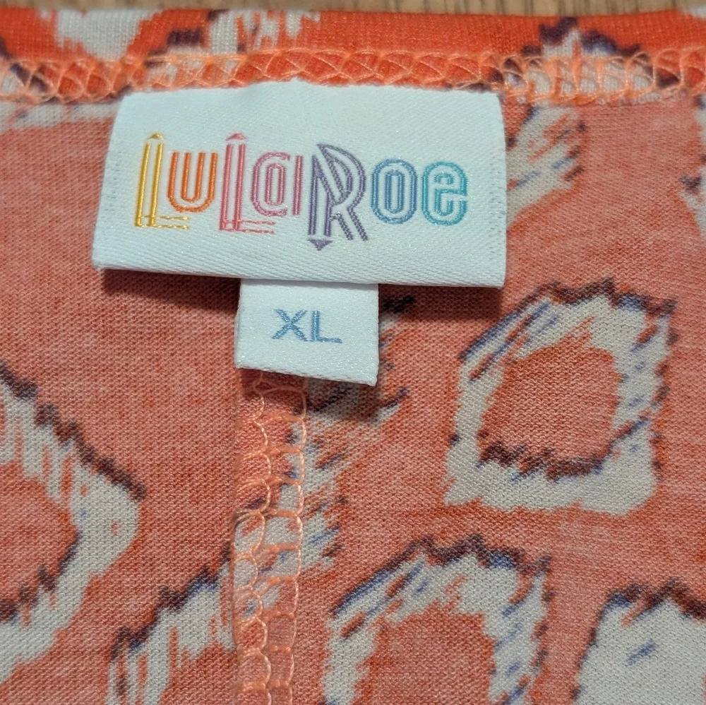 LuLaRoe Dani Maxi Dress XL NWOT Orange White Geometric Tribal Sleeveless Tank - Picture 2 of 9